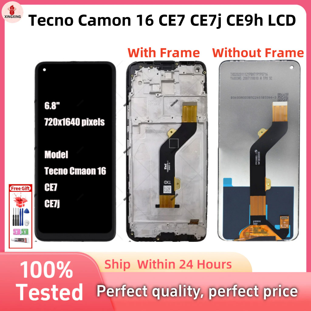 สําหรับ Tecno Camon 16 CE7 CE7j CE9h จอแสดงผล LCD + หน้าจอสัมผัส Digitizer 6.8 "
