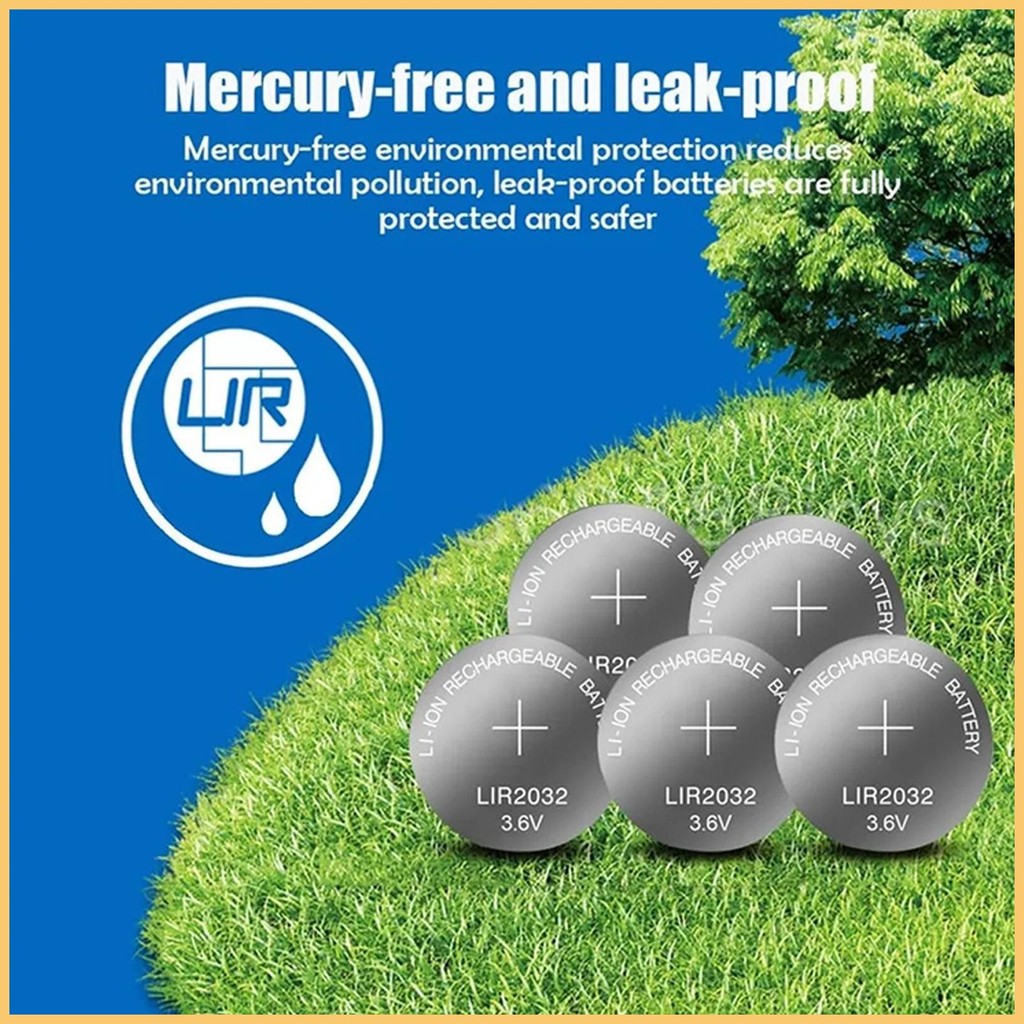 เซลล์ปุ่มสําหรับนาฬิกาข้อมือ 3.6V LIR2032 ชาร์จแบนรอบแบตเตอรี่ 2X เหรียญแบนแบตเตอรี่ไอออนเซลล์สําหรับ naith