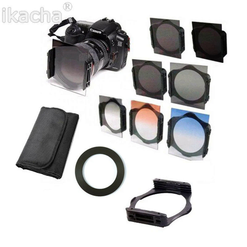 Complete ND 2 4 8 + Gradual ND4 Blue Orange Filter 49 52 55 58 62 67 72 77 82mm Kit for Cokin P Set 