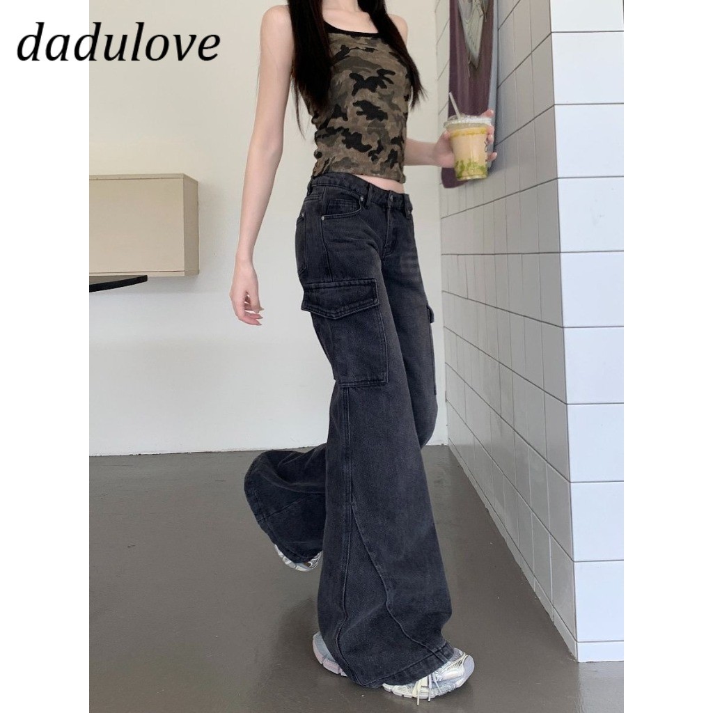 DaDulove2026 กางเกงยีนส์เอวสูงทรงบานปลายเล็ก ไซส์ใหญ่ สไตล์ High Street งานวินเทจ แต่งซิป Streetwear สบายๆ