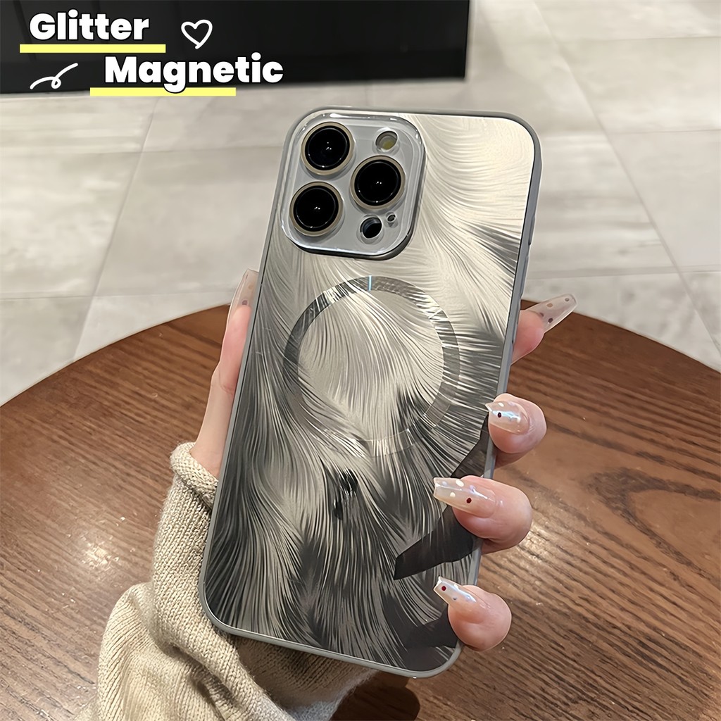 หรูหราขนนกรูปแบบเคสโทรศัพท์แม่เหล็กสําหรับ ไอโฟน 16 โปรแม็กซ์ 15 16 14 13 มือโปร สูงสุด 11คริสตัลเลนส์ฝาครอบป้องกัน