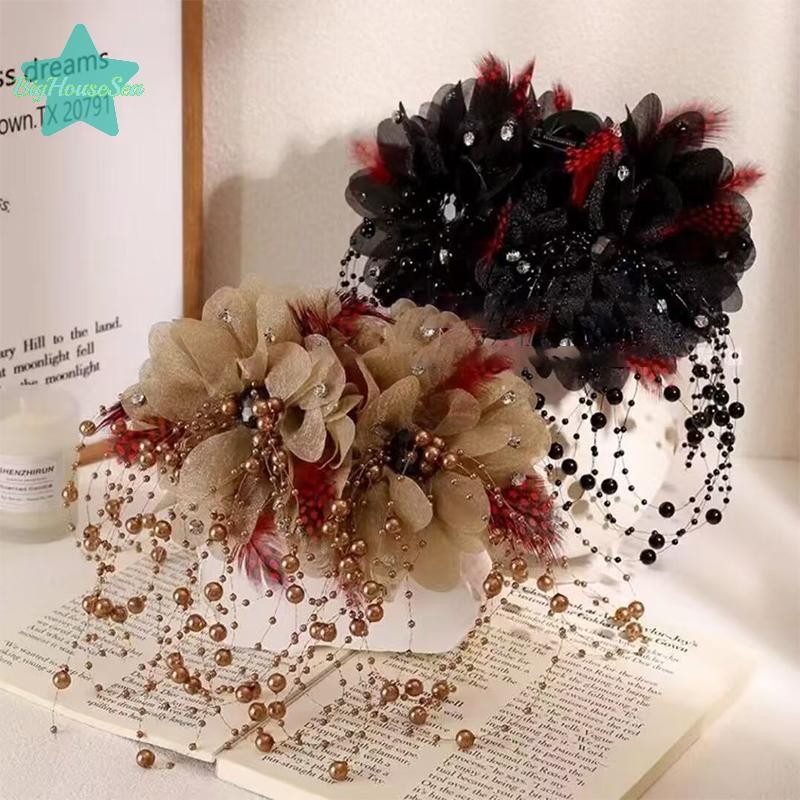 [BigHouseSea] แฟชั่นดอกไม้หรูหรา Pearl sel คลิปผู้หญิง Headwear เครื่องประดับผมตกแต่งใหม่