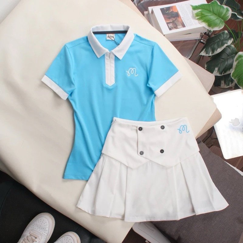 ชุดตีกอล์ฟผู้หญิง เสื้อคอปกแขนสั้น กระโปรงมีซับใน SK179