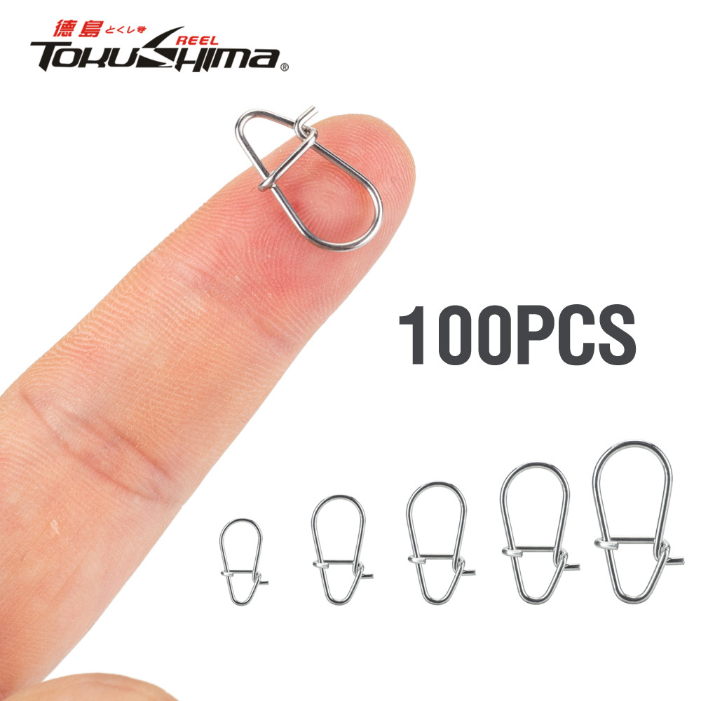 100 ชิ้น Fishing Lure Connector 10-39.6Kg High Strength Snap สแตนเลสตกปลา Accesories 00 #-3# หัวเข็มขัดสําหรับน้ําเค็ม