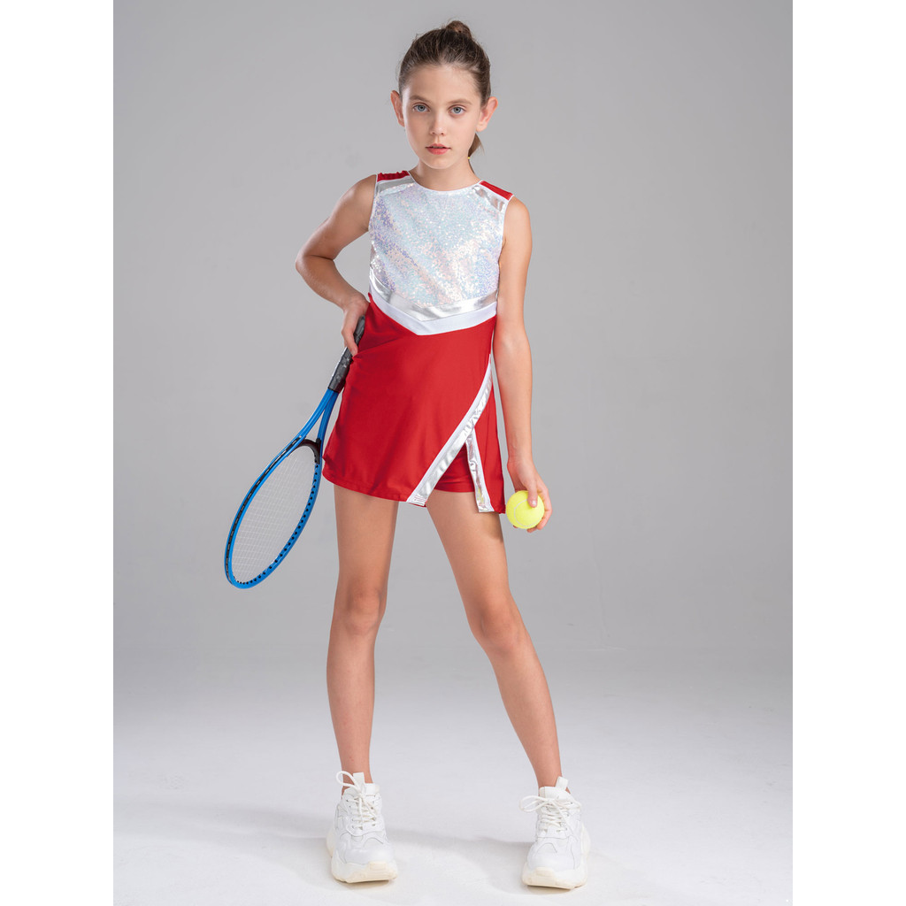 Kvysinly ชุดเทนนิสสําหรับเด็กผู้หญิง 2 ชิ้นชุดชุดกีฬาชุดถังและกางเกงขาสั้น