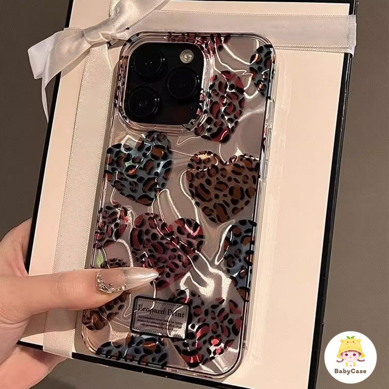 เคสไอโฟน11 สำหรับ iPhone 16 13 11 15 14 12 Pro Max 7 16 8 15 14 Plus XR X XS Max SE 2022 ปกอ่อนลายเสือดาวหวาน