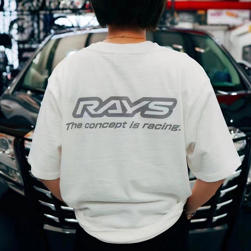 Attitude Japan Car Tuning Peripheral RAYS Cotton Casual T-shirt Print Baggy Round Neck Short Sleeves