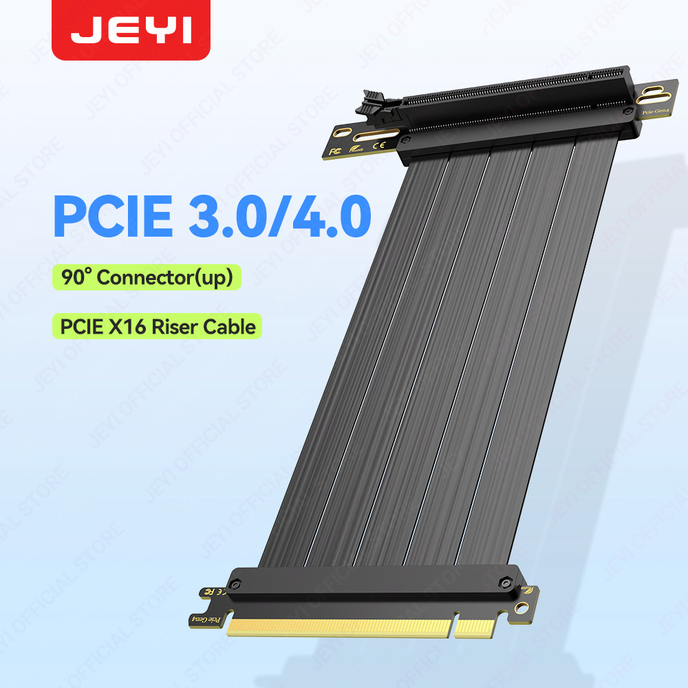Jeyi PCIe 4.0 Riser สาย 90 องศา, PCIe 3.0/4.0 x16 สาย, EMI Shielded GPU Extension สําหรับ RTX 4090/4