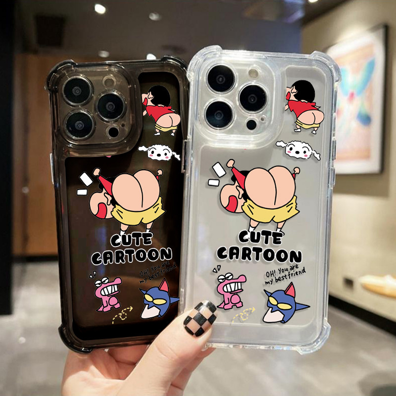 เคสโทรศัพท์โปร่งใสป้องกันการตกและทนทาน for iPhone11 12 13 14 15 16 Pro Max XR XS X 7/8Pเสี่ยวซินรั่วตูด