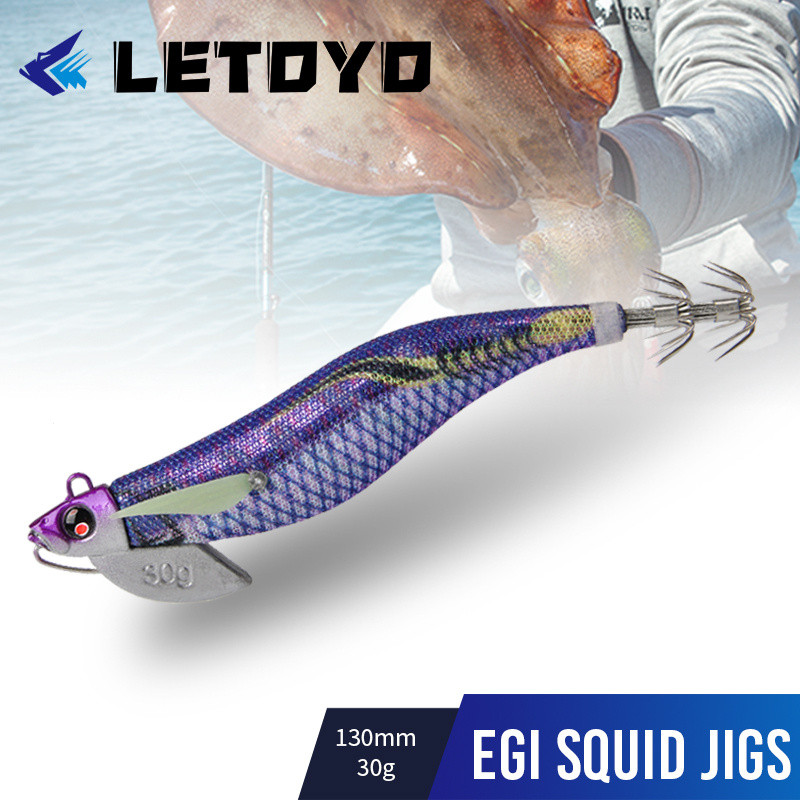 Letoyo เหยื่อปลาหมึก tr tip run EGI 30g 120mm เหยื่อปลอมเหมือนจริงพร้อมตะขอและร่างกายส่องสว่าง 8ENS
