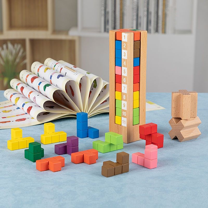 Tetris Block ไม้สมอง Education Tower Tetris รูปร่างบล็อก Early Education การฝึกอบรมการคิดเชิงตรรกะขอ