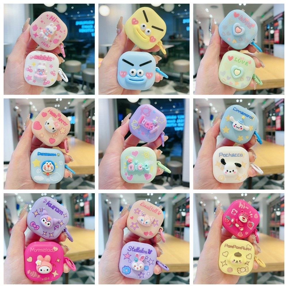 คู่น่ารักน่ารัก Ins สําหรับ Samsung Galaxy Buds Core /FE/2 Pro /Buds Pro/Buds Live Candy หูฟังป้องกันปลอก Samsung หูฟังฝาครอบ