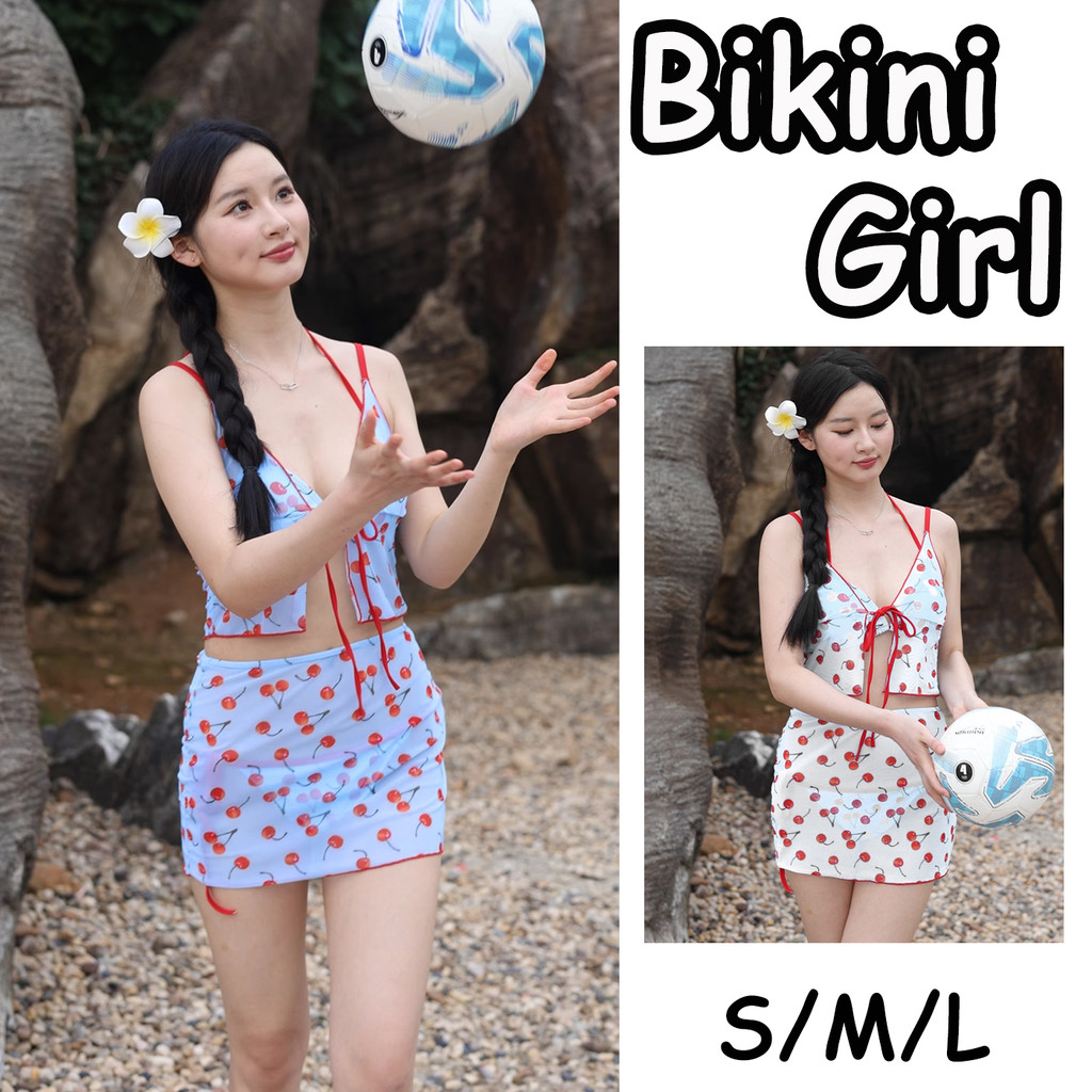 ชุดบิกินี่ เซต4ชิ้น Cherry Bikini เซ็กซี่ ชุดเที่ยวทะเล ส่งไวจากไทย
