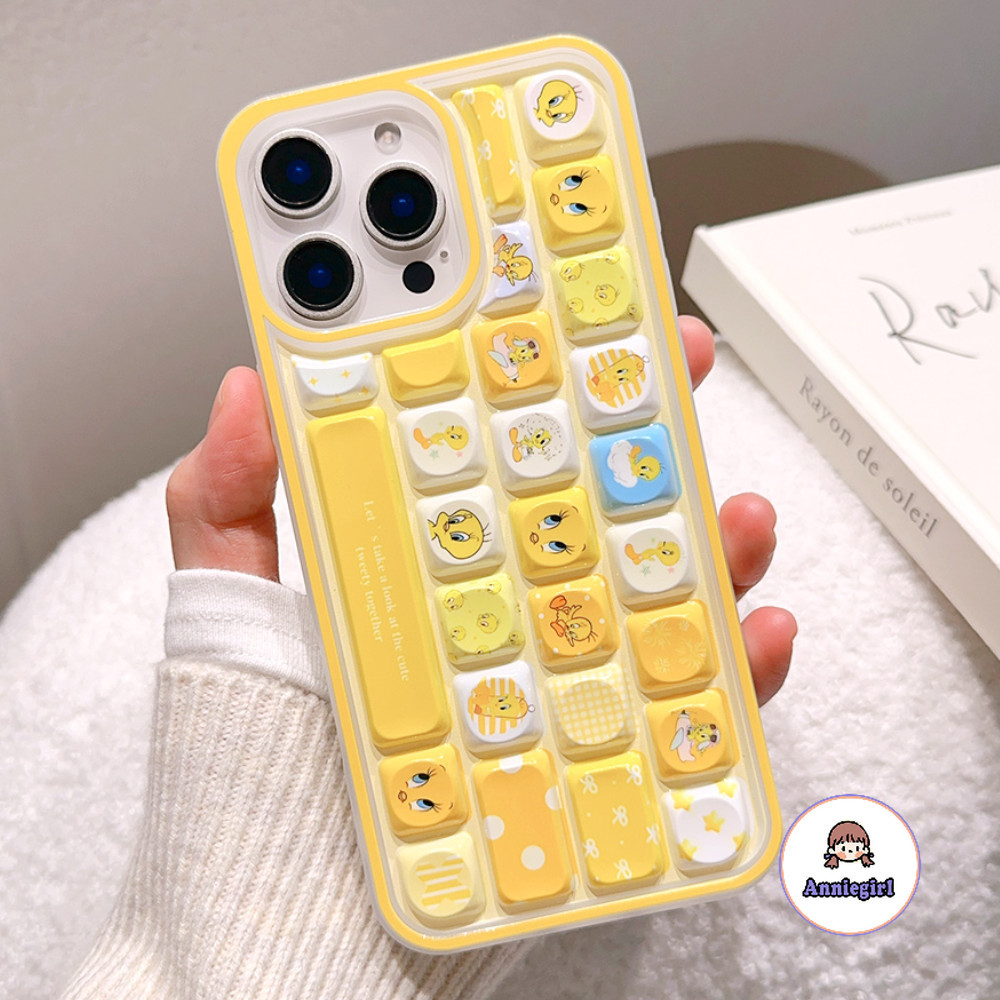การ์ตูนสร้างสรรค์เป็ดสีเหลือง 3D คีย์บอร์ดเคสโทรศัพท์สําหรับ IPhone 11 15 16 Pro Max 16 PLUS 14 12 13 ProMax Drop ทนป้องกันฝุ่นนุ่มโทรศัพท์ปกหลัง