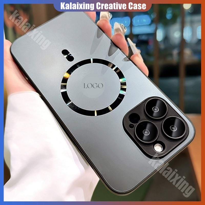 luxury Matte Magnetic Case สําหรับ IPhone 16Plus 16 15 Pro Max 14 13 Pro 12 11 พร้อมกล้องเลนส์ป้องกันฟิล์มเคสโทรศัพท์กันกระแทกกันฝุ่นฮาร์ดปกหลัง