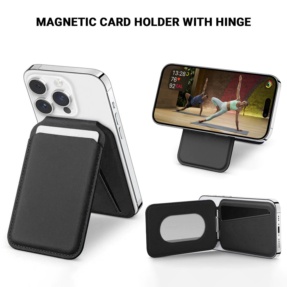 Magnetic ที่ใส่บัตร 2 in 1 ที่ใส่บัตร For iPhone ที่วางโทรศัพท์มือถืออเนกประสงค์ พกพาสะดวก จอแนวตั้งและแนวนอน มั่นคง