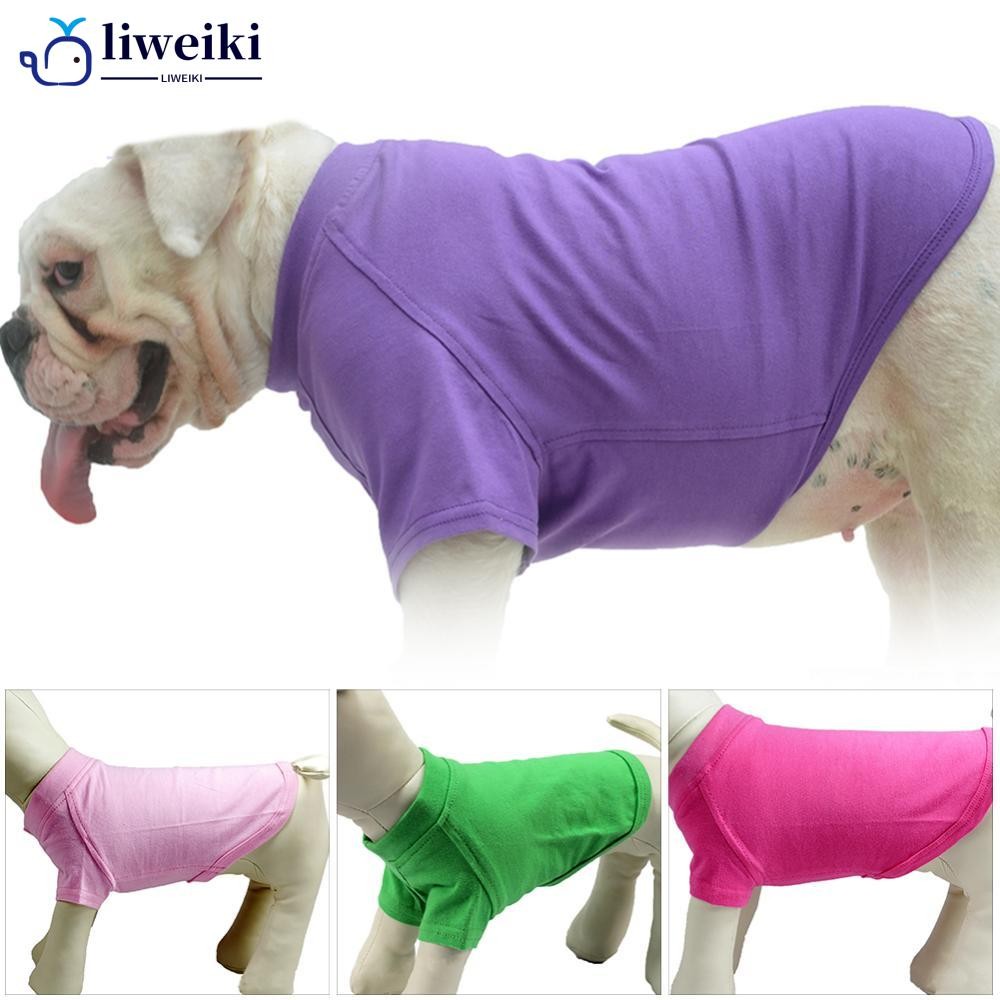 LIWEKI M-XL สีทึบสุนัขเสื้อยืดฤดูร้อนผ้าฝ้ายสุนัขเสื้อกั๊ก Breathable นุ่มเสื้อสําหรับ French Bulldo