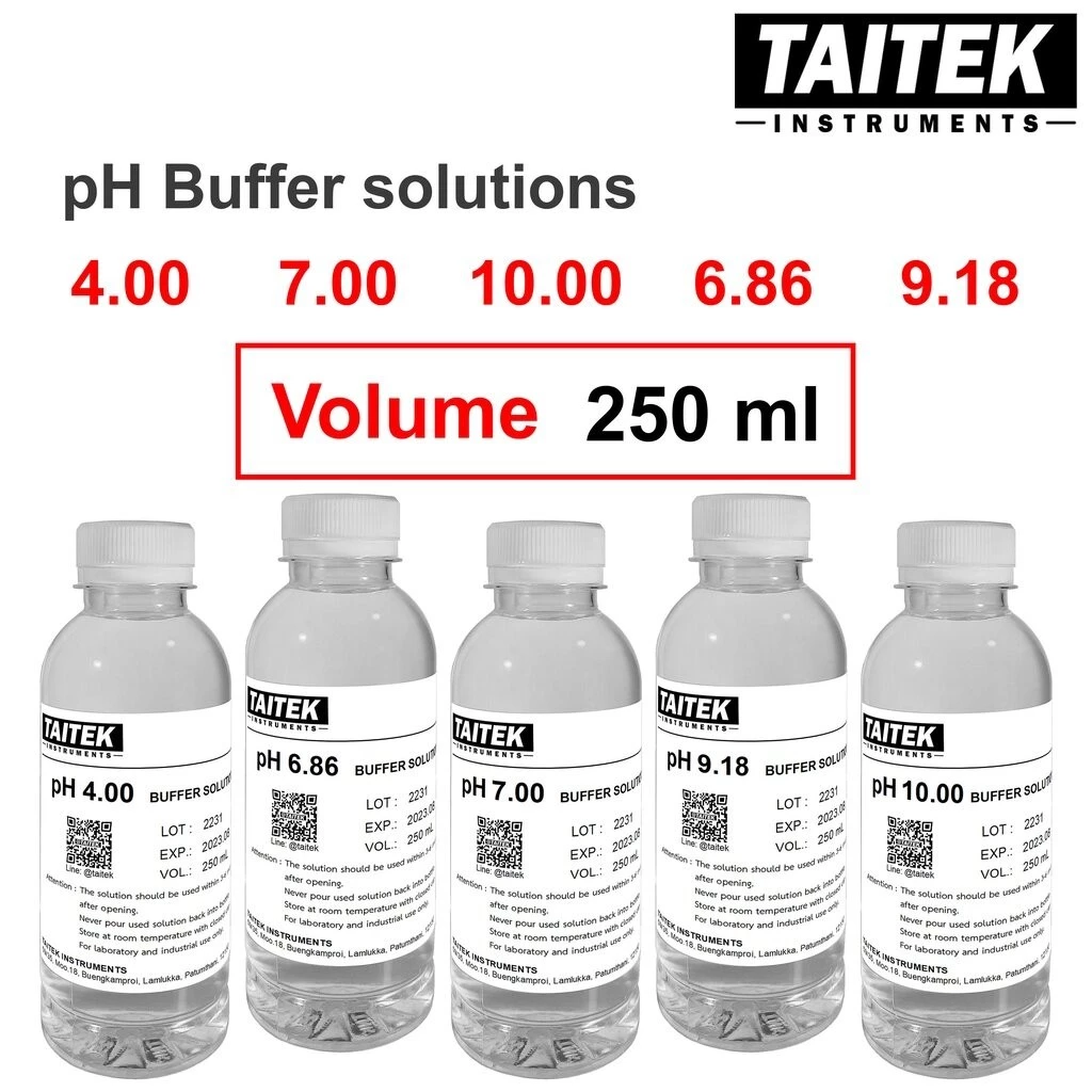 TAITEK น้ำยามาตรฐาน pH Buffer Solution ค่า 4 6.86 7 9.18 10 สำหรับปรับเทียบ คาลิเบรทเครื่องวัดพีเอช (250 mL)