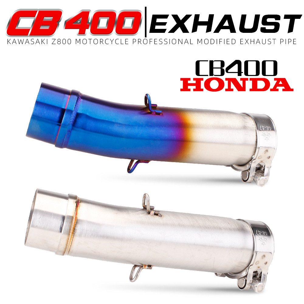 สําหรับ HONDA CB400 ท่อไอเสียรถจักรยานยนต์ท่อกลาง Round Muffler CB400 Slip-On ทุกปี