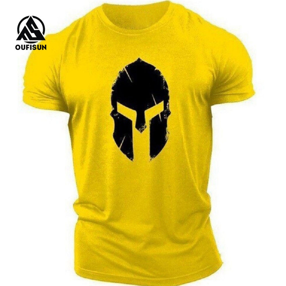 เสื้อยืดพิมพ์ลายผ้าฝ้ายผู้ชายพิมพ์ลายหมวกกันน็อคกรีกโบราณ - รูปที่ 2