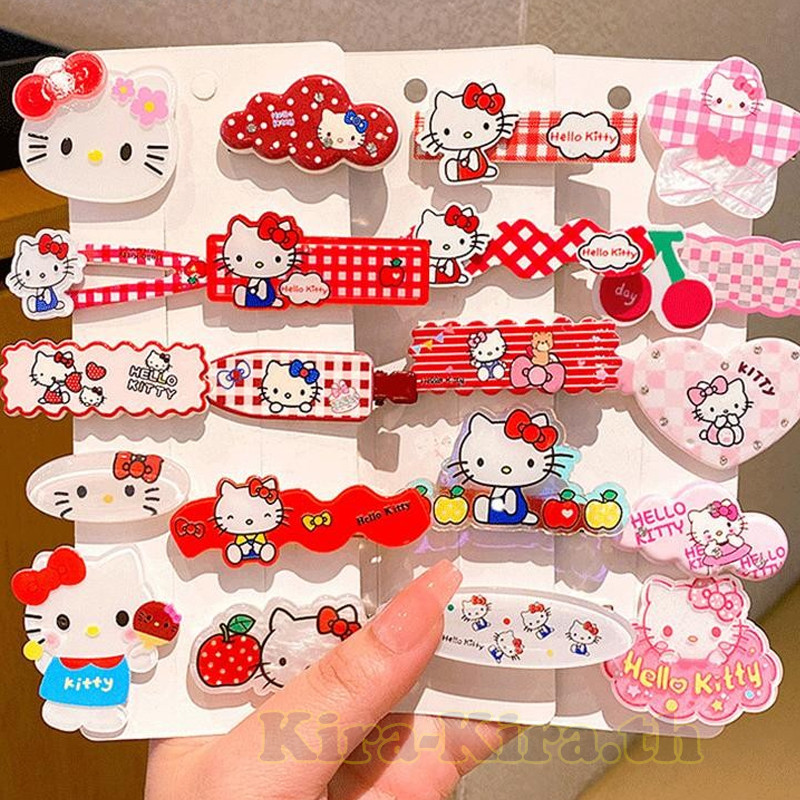 กิ๊บติดผมลายการ์ตูน Sanrio Hello Kitty สําหรับเด็ก 10 ชิ้น กิ๊บมัดผมหลายแบบน่ารัก กิ๊บข้างสุดเก๋ ของขวัญเครื่องประดับผมน่ารัก