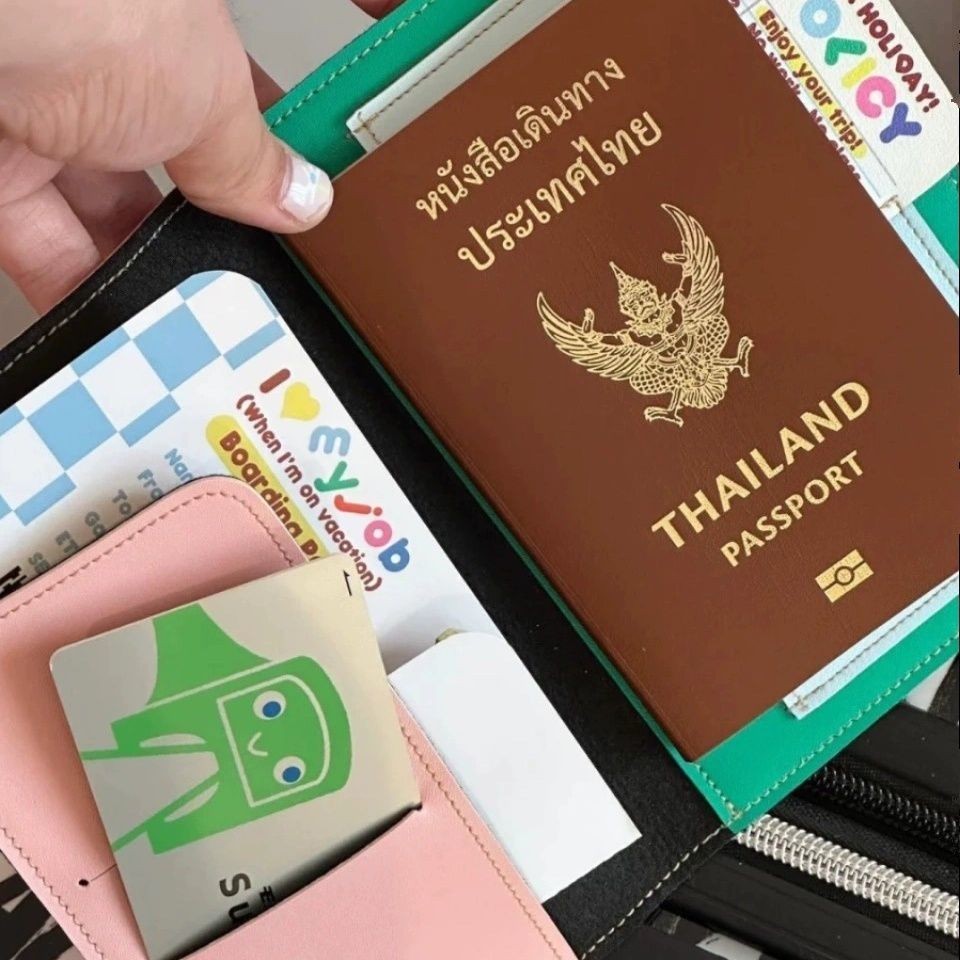 Ontc Color Matching Passport Holder ins Travel Card Holder Niche Document Multifunctional Bill Holder Storage Bag Card Holder - รูปที่ 3