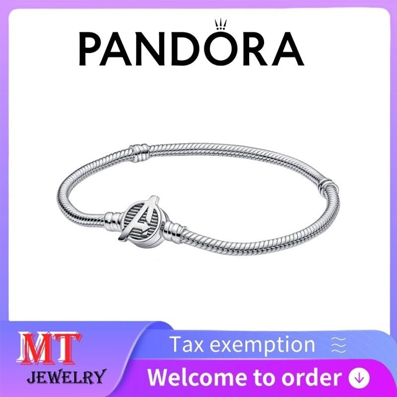 ขายดี 100% เงินสเตอร์ลิง S925 สร้อยข้อมือคู่รักผู้หญิง เครื่องประดับแพนโดร่า DIY โลโก้ Marvel The Avengers ตัวล็อค สร้อยข้อมือโซ่งู