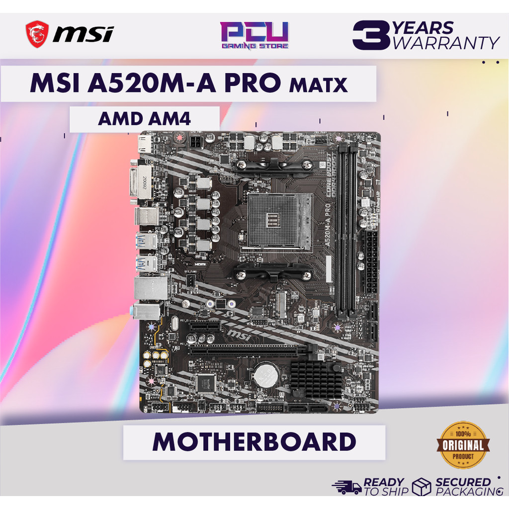 เมนบอร์ด MSI A520M A PRO MATX AM4
