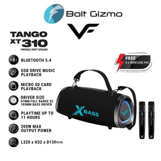Vinnfier Tango XT310 200W Portable X-Bass Wireless Karaoke Speaker with 2 Microphone DSP Bluetooth Speaker