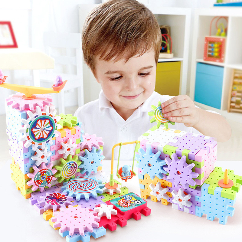 เด็กอเนกประสงค์ 83-263 PCS เกียร์ไฟฟ้า 3D ปริศนาชุดอิฐพลาสติกบล็อกของเล่นเพื่อการศึกษาสําหรับเด็กเด็ก Xmas ของขวัญ