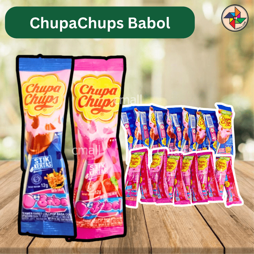 [CM] Chupa Chups Big Babo Gum Filled Lolipop Cola & Strawberry 12s/24s