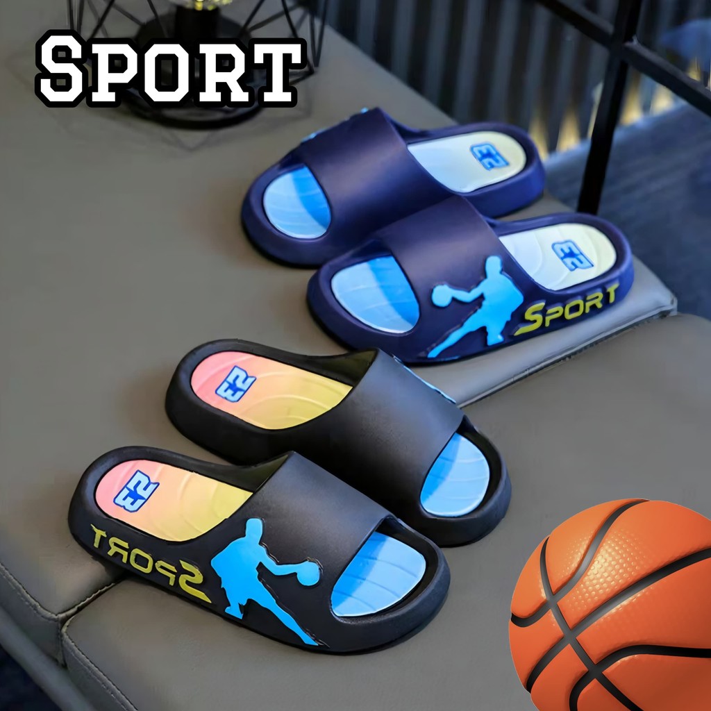 SPORT แฟชั่นวัยรุ่นรองเท้าแตะลําลอง Boy Anti Slip Teen Slipper Selipar Budak Basketball