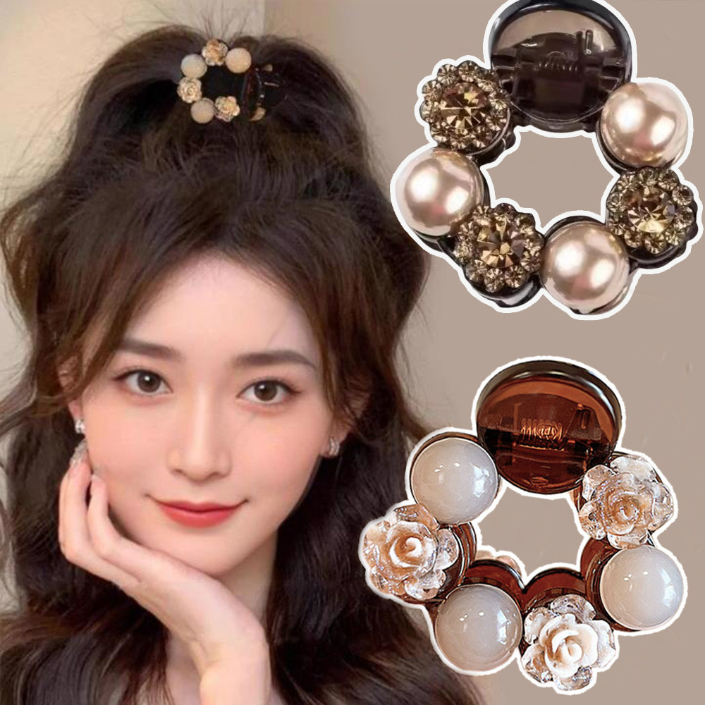 โรแมนติกคริสตัล Rose Hair Pins Elegant Mini Pearl กิ๊บติดผมสาวผู้ถือผมหางม้าสูง Fixed Barrettes อุปกรณ์จัดแต่งทรงผม