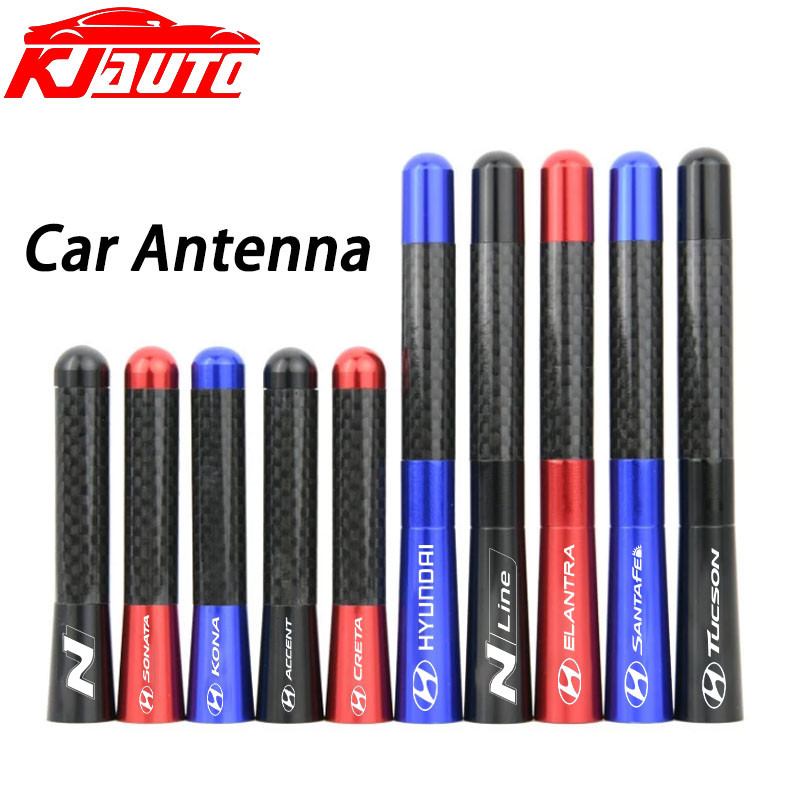 12 ซม.UNDAI เสาอากาศรถยนต์คาร์บอนไฟเบอร์วิทยุ FM Antena สีดําชุดสําหรับ Hyundai Stagazer X Creta Acc