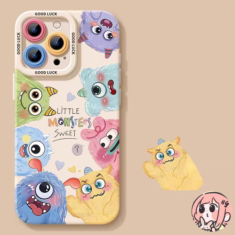 เคสไอโฟน 13 สำหรับ IPhone 16 17 15 XR 11 12 13 14 Pro Max XS X 7 8 Plus SE ตลก Furball Monster Love Heart ปกกันกระแทก