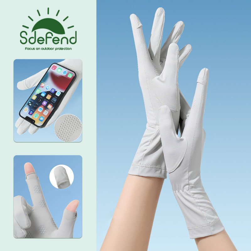 【คลังไทยจัดส่งไว】🌞Sdefend ของแท้🌞 ถุงมือซิลค์แท้25ซม.กันแดด99%ผู้หญิง ป้องกันลื่นขี่มอเตอร์ไซค์สัมผัสจอได้ ถุงมือกัน uv