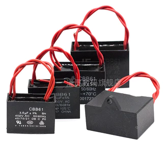 CBB61 เริ่มต้นตัวเก็บประจุ 1UF/1.2/1.5/2/2.5/3/4/4.5 UF 450V พัดลมสตาร์ทตัวเก็บประจุ
