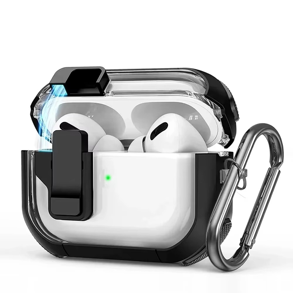 ล็อคความปลอดภัยฝาครอบโปร่งใสสําหรับ airpods 3 กรณี Pro 2 2nd กรณีแม่เหล็กพวงกุญแจ Full Body Protection กันกระแทกชาร์จกรณี ราคา ถูกที่สุด ดีลบีเคเค