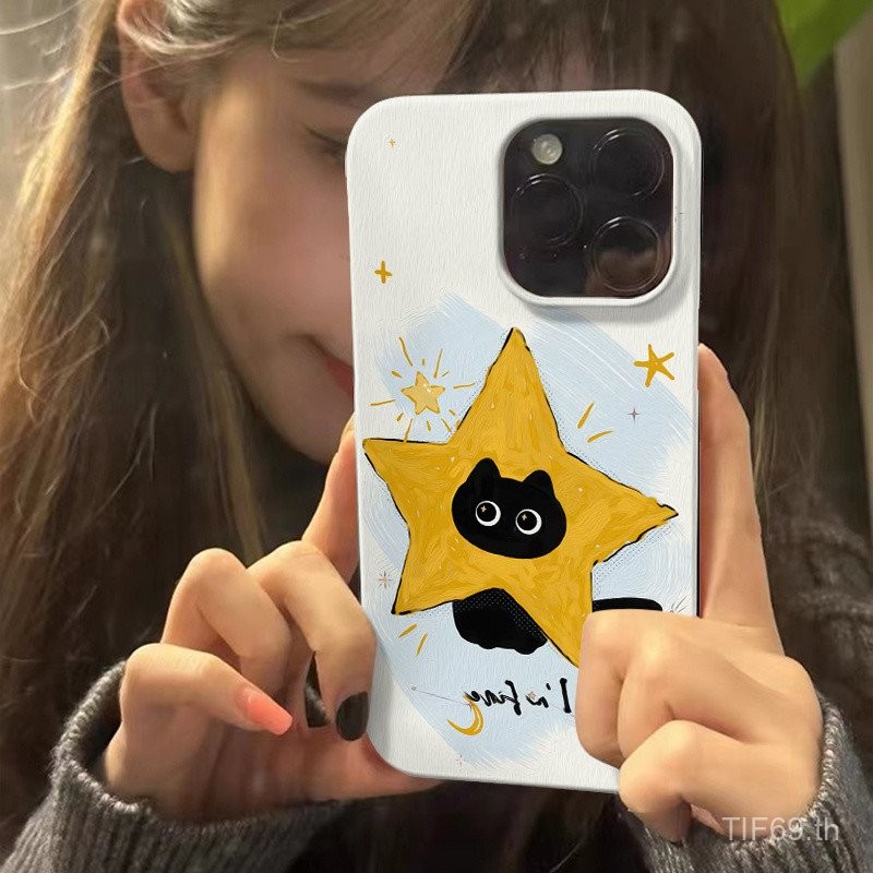 เคสมือถือรูปแมวห้าแฉกตลกเข้ากันได้กับ iPhone 16 15 14 PLUS XR XS xsmax 16 15 14 13 12 11 PROMAX ป้อง