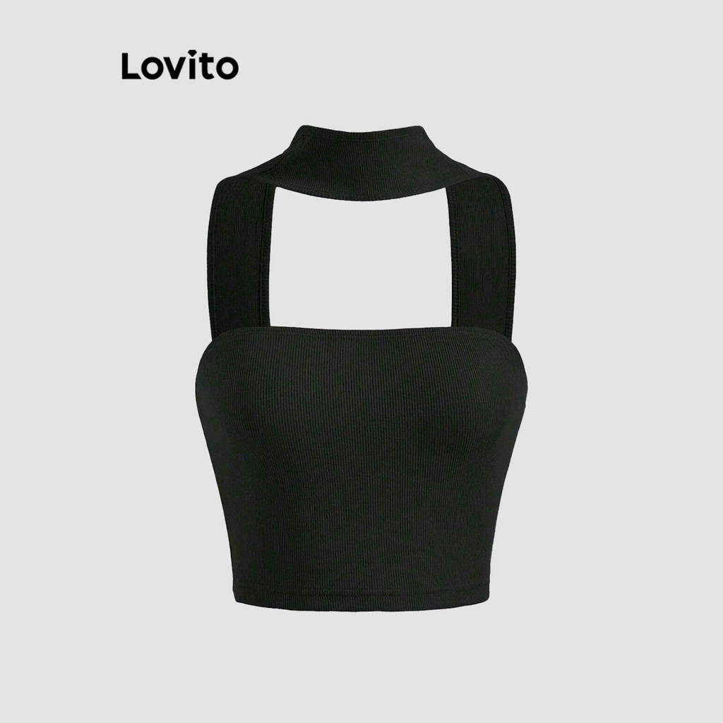 Lovito เสื้อแขนกุดผู้หญิง สีพื้น สไตล์เซ็กซี่ L90AD035