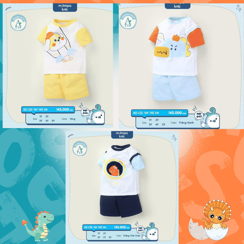 ชุดแขนกุดเด็กชาย Mompa premium cotton 100% นุ่มเท่ (2Y-5Y)