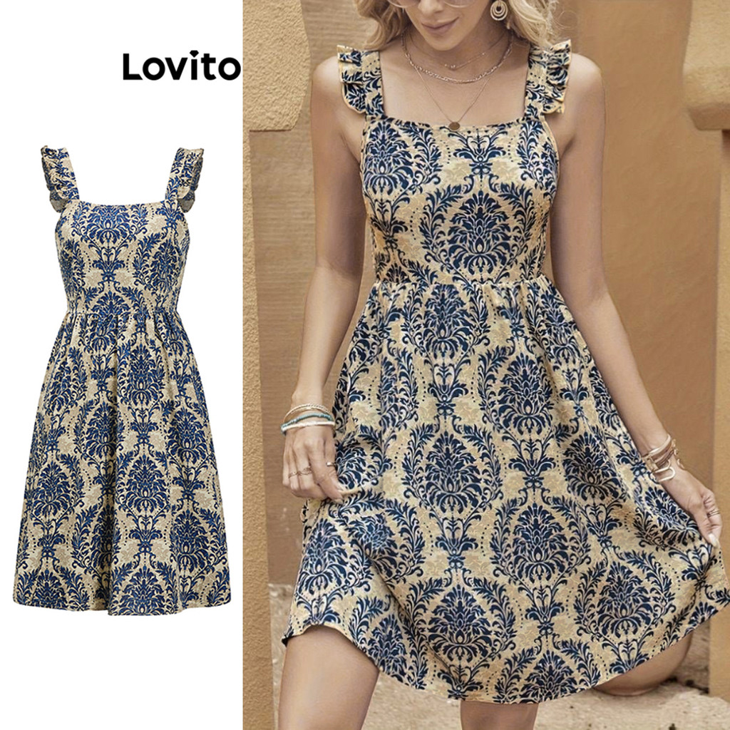 Lovito ชุดเดรสลาย โบโฮ เพสลีย์ สำหรับผู้หญิง L95ED185