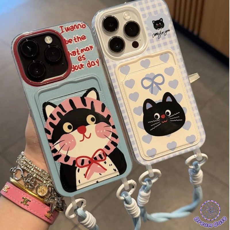 การ์ตูนลูกแมวน่ารักรักโบว์ผูกเชือกนุ่ม เคส IPhone 7Plus 11 15 16 13 14 12 Pro Max 16 8 7 15 14 Plus XR X XS Max SE 2020