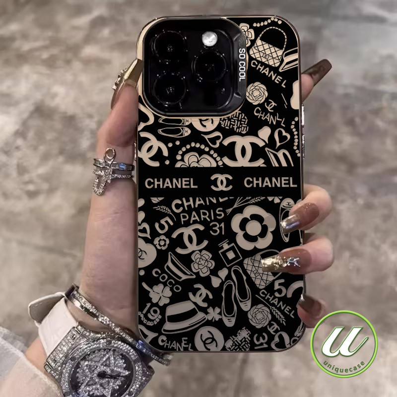 แบรนด์ ที่ทันสมัยเย็นกราฟิติดอกไม้เลนส์โลหะ เคส IPhone 15 13 11 14 12 Pro Max XS Max 7Plus 7 8 14 15 Plus XR X SE 2020