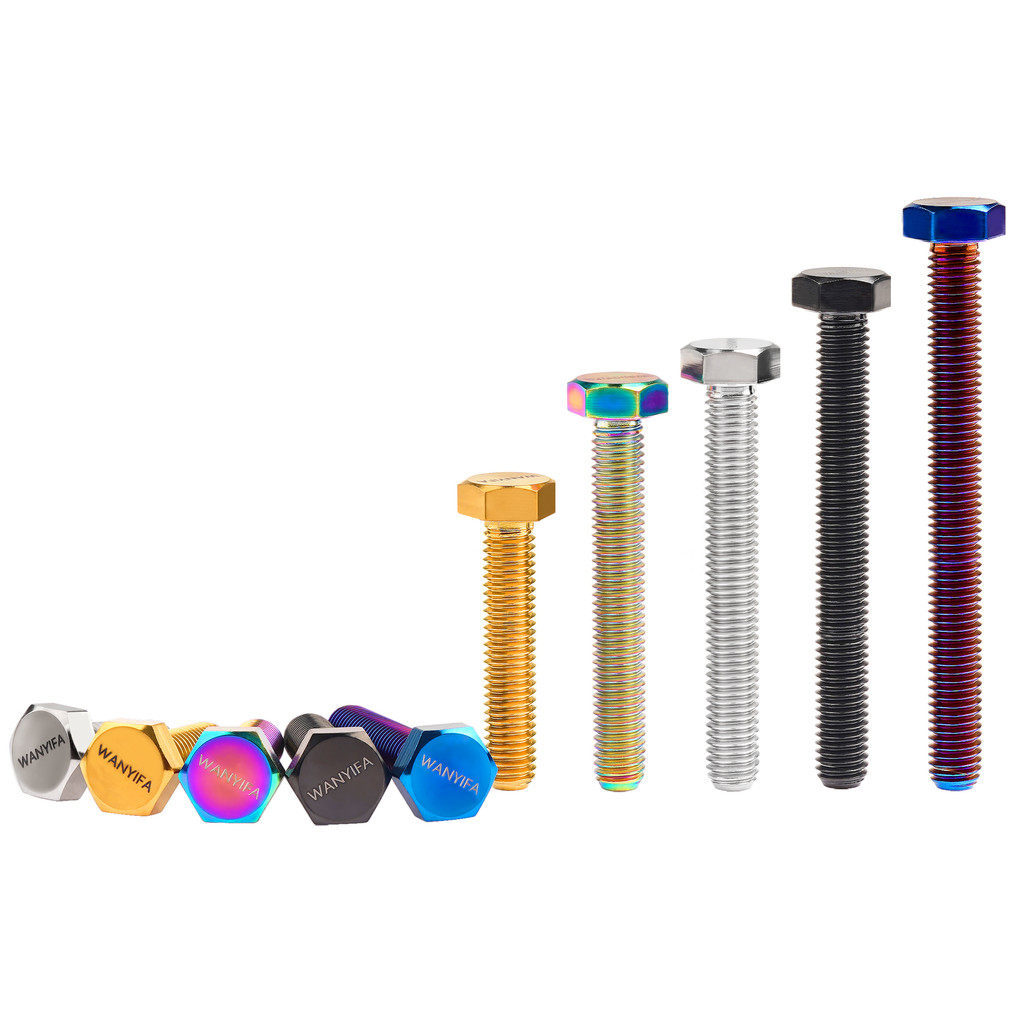 Wanyifa Titanium Hex Bolt M8x15-80 มม.DIN933 หัวแบนด้ายเต็มรูปแบบสําหรับการปรับเปลี่ยนรถจักรยานยนต์