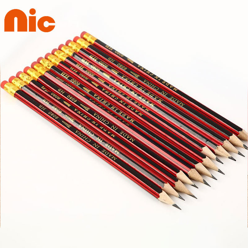 NIC ดินสอไม้ลาย Hb แดงและดำ 10/50ชิ้น