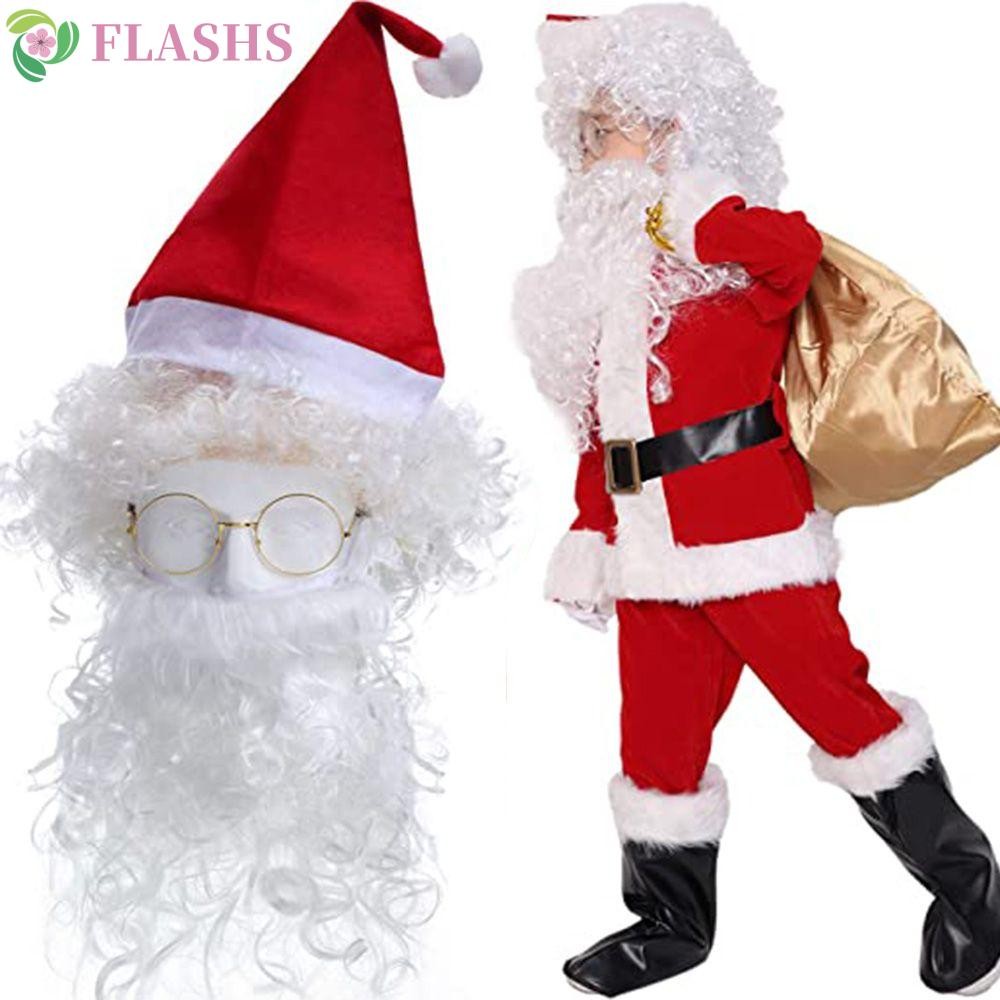 Flashsyn Santa วิกผมเด็กเทศกาลปาร์ตี้วิกผมหยิกสีขาว