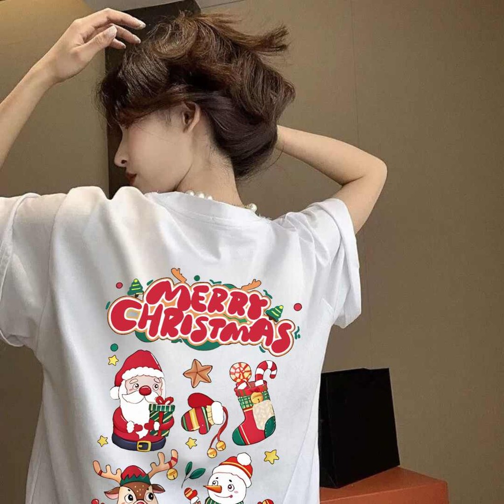 Top.basic Merry Christmas เสื้อยืดคริสต์มาสแขนสั้น "Santa Claus02" ผ้าไหมนม ยืดหยุ่น ไม่ต้องรีด unisex