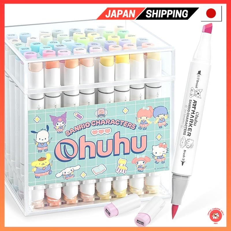 Ohuhu ภาพประกอบแปรงเครื่องหมาย / หนา 48 สีสีพาสเทลสีอ่อน Sanrio x Ohu collaboration Sanrio character