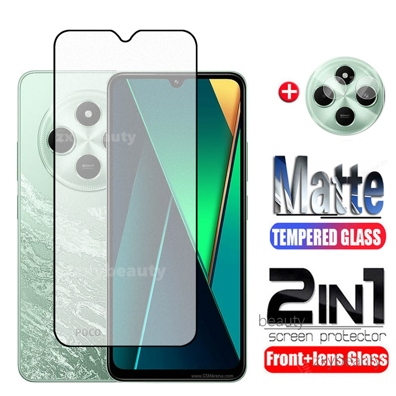 2in1 Matte Screen Protector สําหรับ Redmi 14C 5G 4G 2024 กระจกนิรภัย Frosted กล้องฟิล์มสําหรับ Redmi14C Xiaomi POCO C75 POCOC75 ป้องกันฟิล์ม